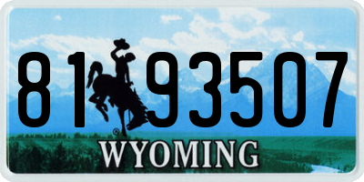 WY license plate 8193507