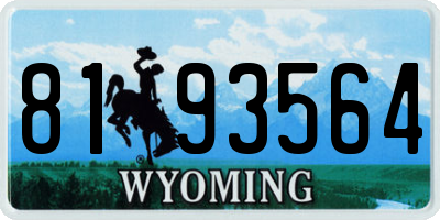 WY license plate 8193564
