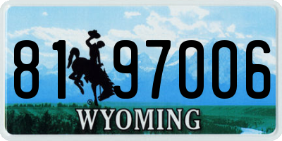 WY license plate 8197006