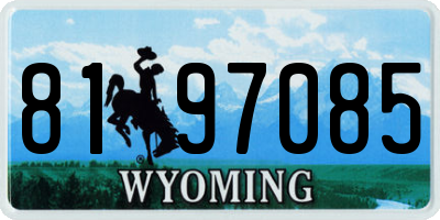 WY license plate 8197085