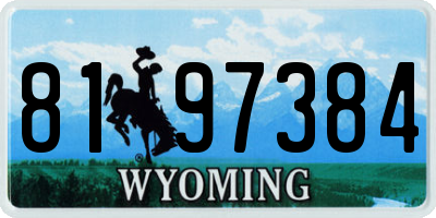 WY license plate 8197384