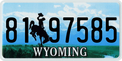 WY license plate 8197585