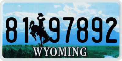 WY license plate 8197892