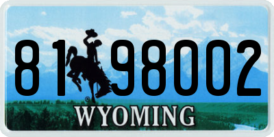 WY license plate 8198002