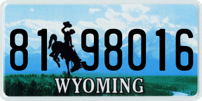 WY license plate 8198016