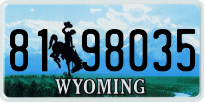 WY license plate 8198035
