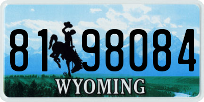 WY license plate 8198084