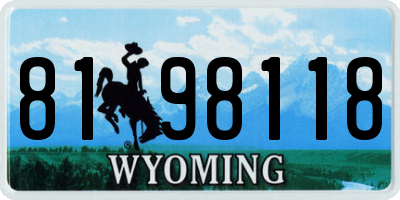 WY license plate 8198118