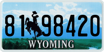 WY license plate 8198420