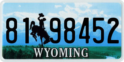 WY license plate 8198452