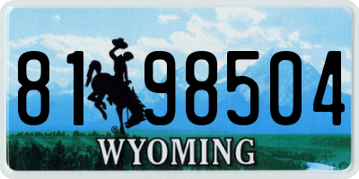WY license plate 8198504