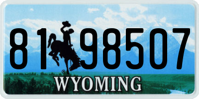 WY license plate 8198507
