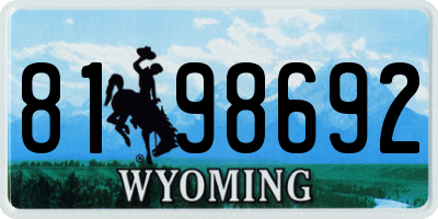 WY license plate 8198692