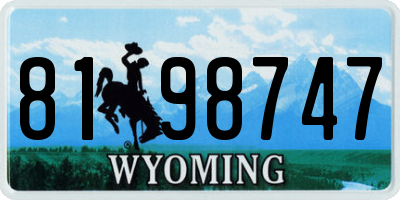 WY license plate 8198747