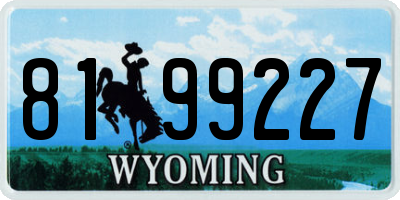 WY license plate 8199227