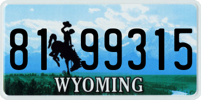 WY license plate 8199315