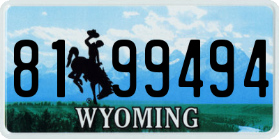 WY license plate 8199494