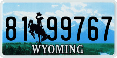 WY license plate 8199767