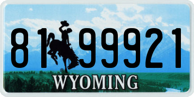 WY license plate 8199921