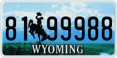 WY license plate 8199988