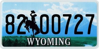 WY license plate 8200727