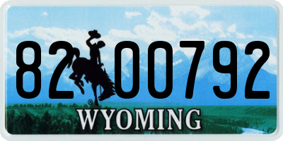 WY license plate 8200792