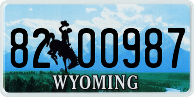 WY license plate 8200987
