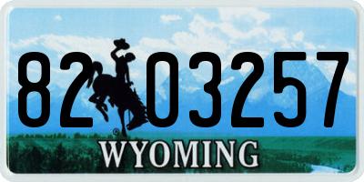 WY license plate 8203257