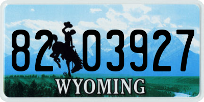 WY license plate 8203927