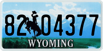 WY license plate 8204377