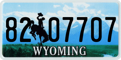 WY license plate 8207707