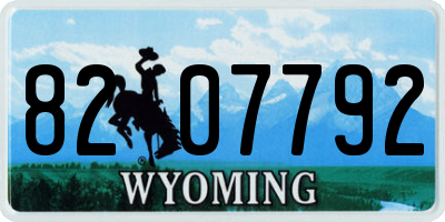 WY license plate 8207792