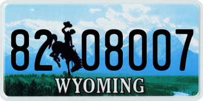 WY license plate 8208007