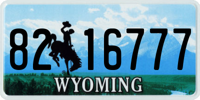 WY license plate 8216777
