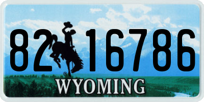 WY license plate 8216786