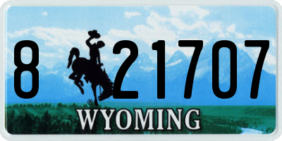 WY license plate 821707