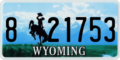 WY license plate 821753
