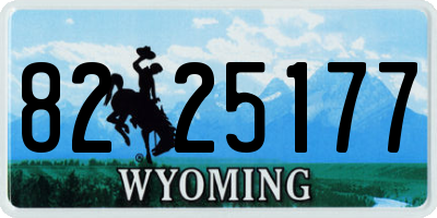 WY license plate 8225177