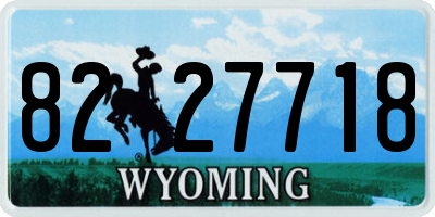 WY license plate 8227718