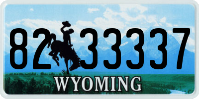 WY license plate 8233337