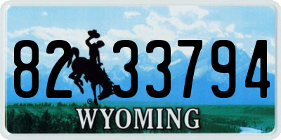 WY license plate 8233794