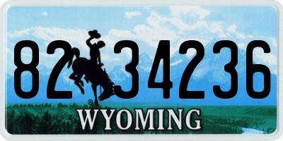 WY license plate 8234236