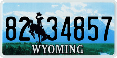 WY license plate 8234857