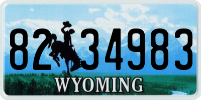 WY license plate 8234983