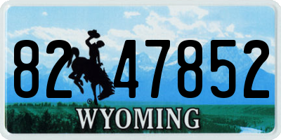 WY license plate 8247852