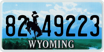 WY license plate 8249223