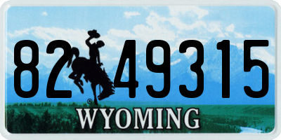 WY license plate 8249315
