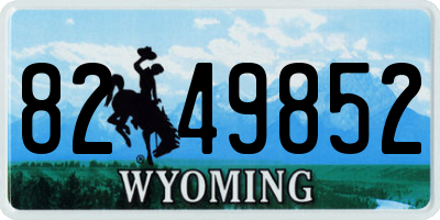 WY license plate 8249852