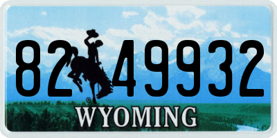 WY license plate 8249932