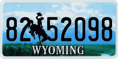 WY license plate 8252098